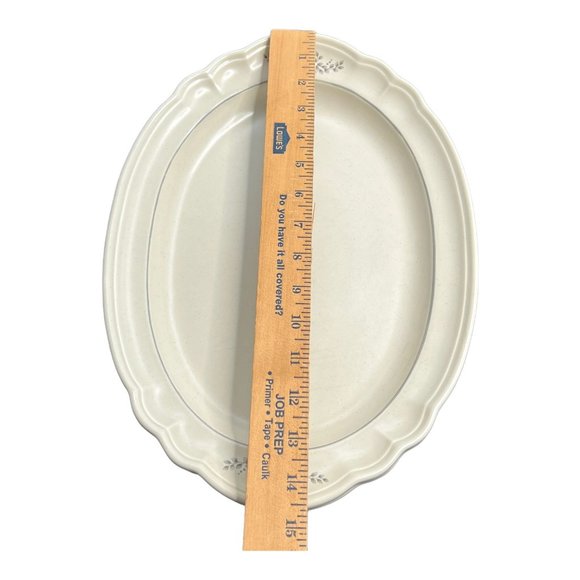 Pfaltzgraff Heirloom Oval Serving Floral Gray White Platter 14.50 Inch  Made USA - Picture 5 of 13